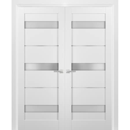 Sartodoors Closet Bypass Interior Door, 64" x 80", Gray QUADRO4055DD-WS-3696